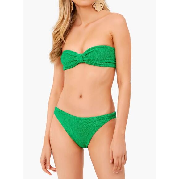 Hunza G Jean Bandeau Strapless Bikini Set Two Piece 2 Emerald Green One Size - Picture 1 of 3